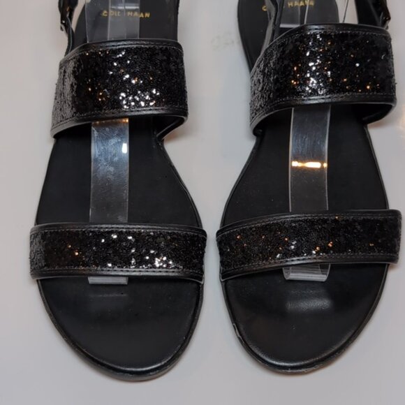 Cole Haan Korban Leather Glitter Sandals Wide Straps Ankle Platform Size 9.5 - Picture 4 of 12